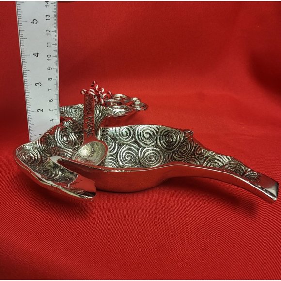 VTG Mud Pie Holiday Magic Reindeer Pewter Dip Salsa Tray & Spoon - Picture 8 of 12